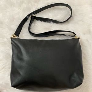 Black faux leather crossbody bag